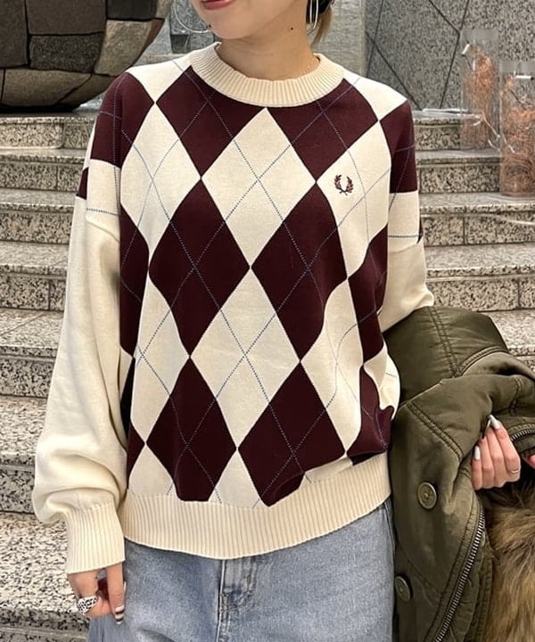 まゆちゃんさんの「BEAMS WOMEN｜【別注】FRED PERRY / ARGYLE JUMPER」を使ったコーディネート