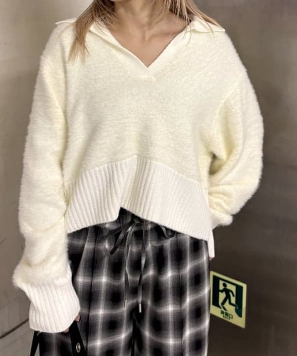 ヒカリさんの「BEAMS WOMEN｜フェザー シャギー スキッパー ニット」を使ったコーディネート