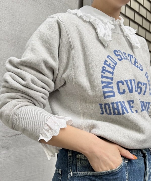 おのすさんの「BEAMS WOMEN｜ユーロ ヴィンテージ フリル シャツ」を使ったコーディネート