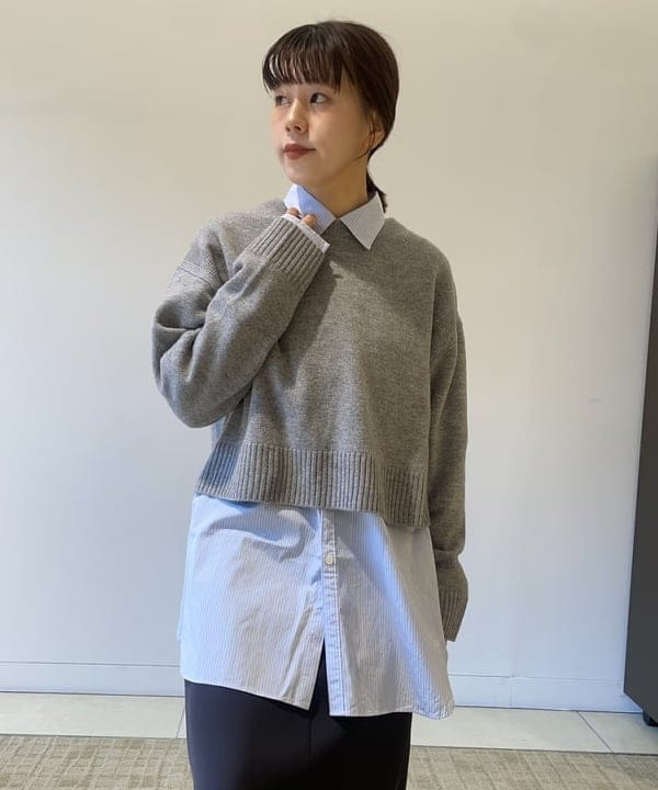 SAKAIさんの「BEAMS WOMEN｜7ゲージ ウール クルーネック プルオーバー」を使ったコーディネート