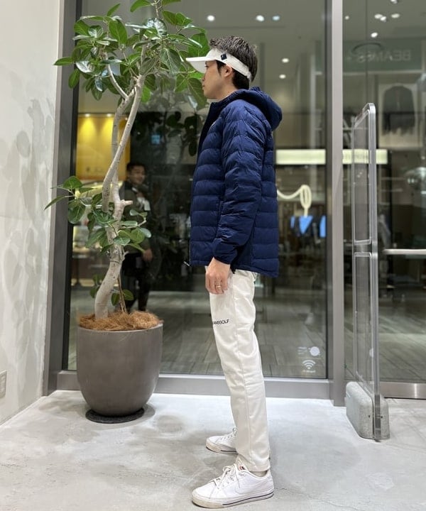 4348 【美品】ビームスゴルフ　ダウンジャケット 袖切替デザイン　紺　L 4348 【美品】ビームスゴルフ ダウンジャケット 袖切替デザイン 紺 L