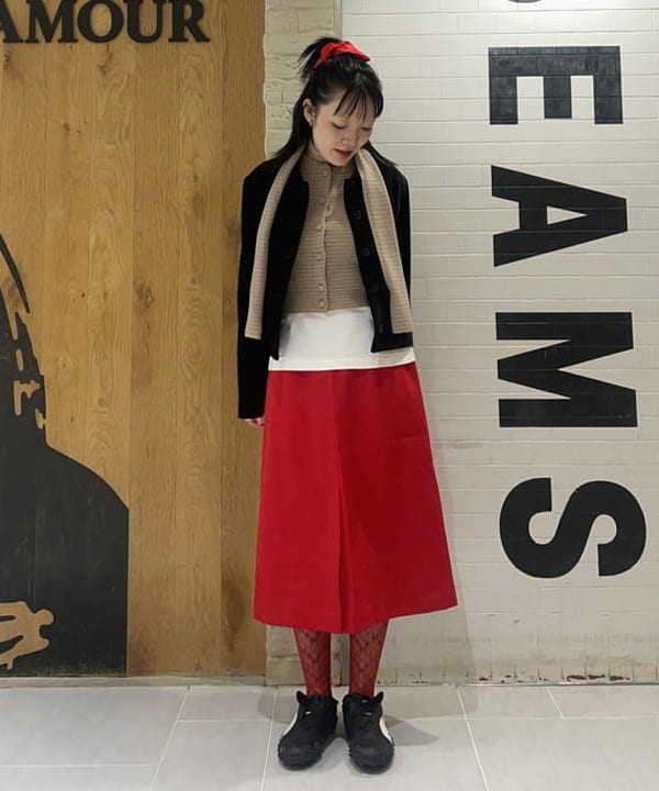 rinnaさんの「BEAMS WOMEN｜TAN / カシミヤ ストライプ スカーフベスト」を使ったコーディネート