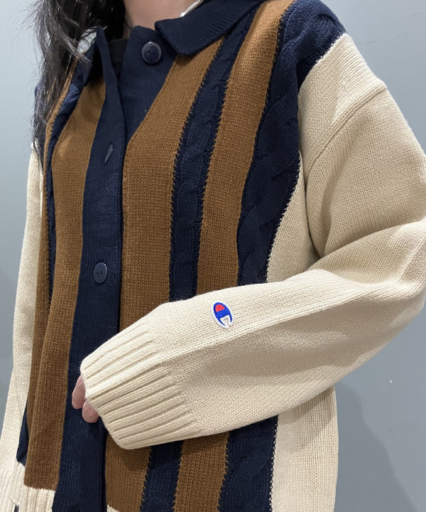 加歩さんの「BEAMS WOMEN｜【別注】Champion / ニット カーディガン」を使ったコーディネート