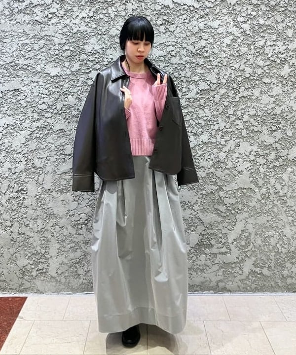 OSUMIさんの「BEAMS WOMEN｜フェイクレザー シャツジャケット」を使ったコーディネート