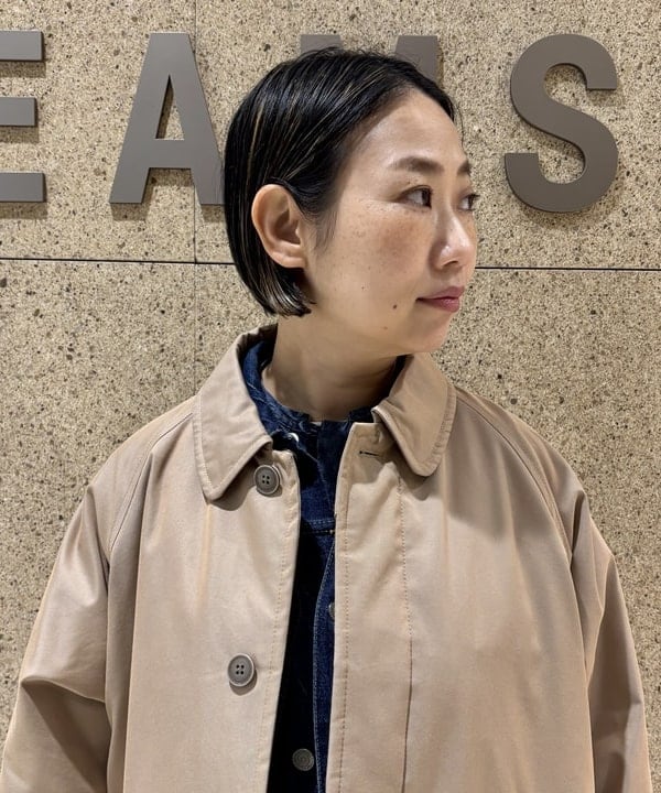 つぼさんの「BEAMS WOMEN｜コットン ポリエステル シャンブレー ステンカラー コート」を使ったコーディネート