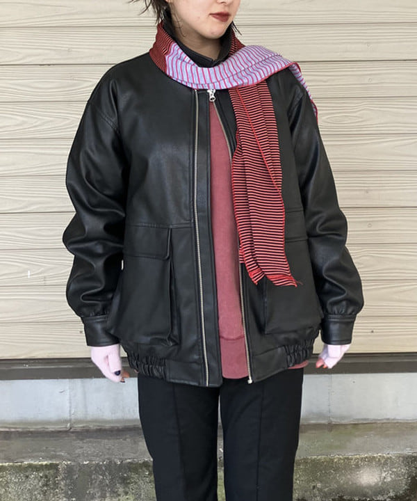 晶さんの「BEAMS WOMEN｜フェイクレザー フライト ジャケット」を使ったコーディネート