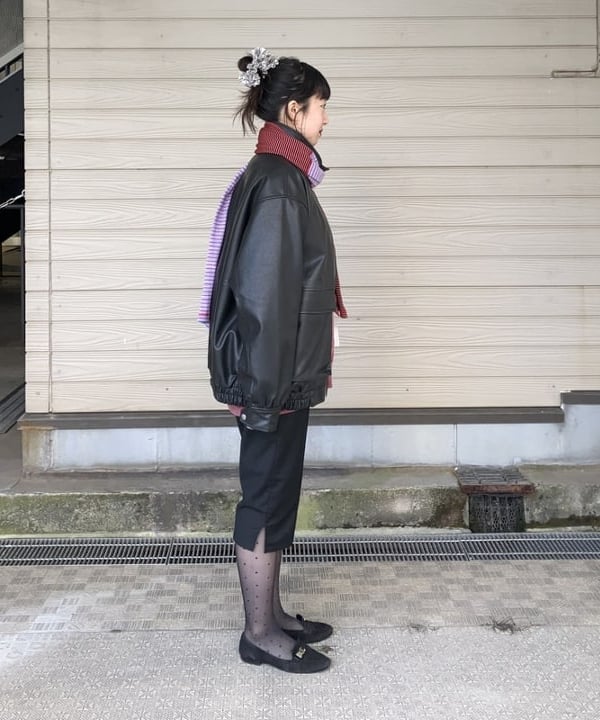 晶さんの「BEAMS WOMEN｜フェイクレザー フライト ジャケット」を使ったコーディネート