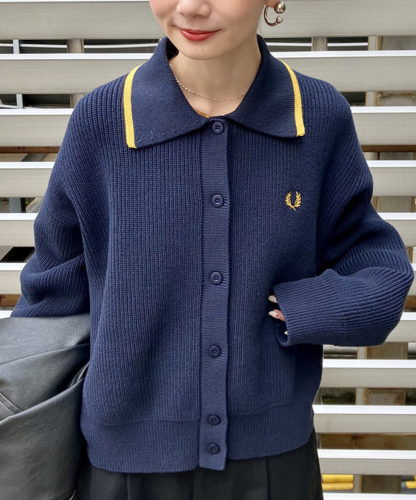 むりょさんの「BEAMS WOMEN｜【別注】FRED PERRY / Tipped Collar Cardigan」を使ったコーディネート