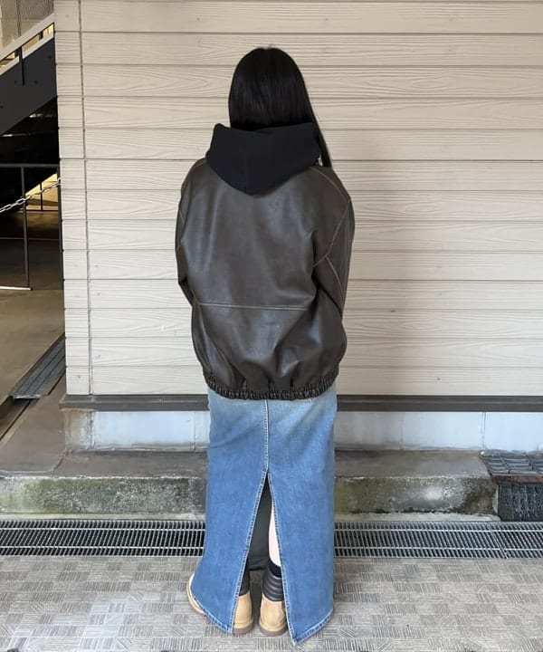 ayaneさんの「BEAMS WOMEN｜フェイクレザー フライト ジャケット」を使ったコーディネート