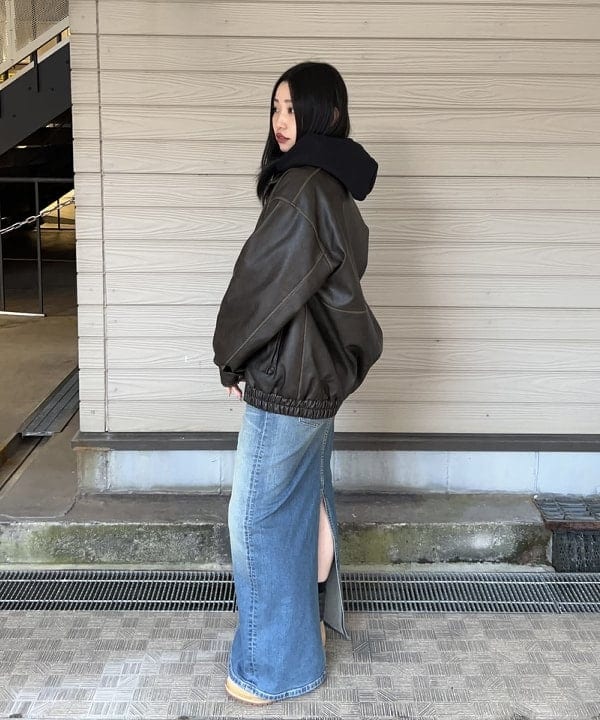 ayaneさんの「BEAMS WOMEN｜フェイクレザー フライト ジャケット」を使ったコーディネート