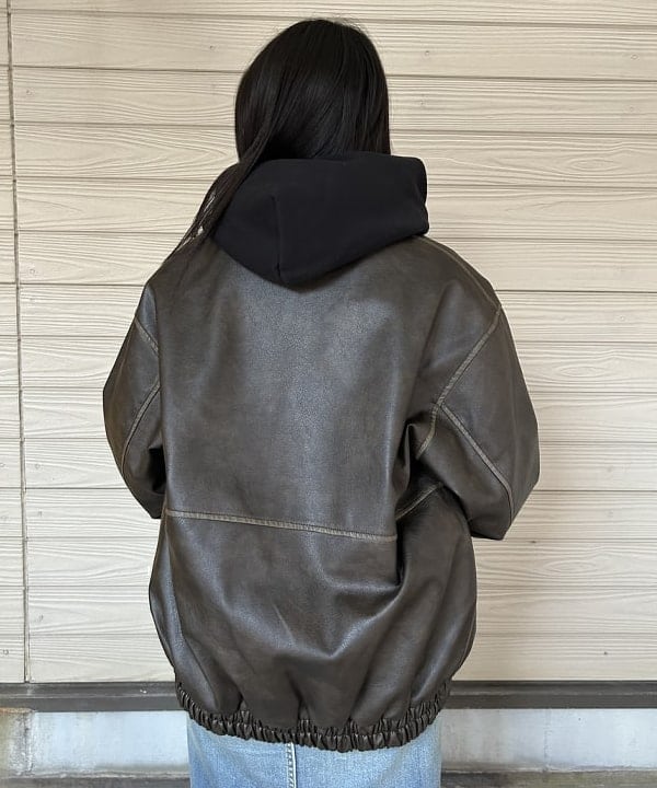 ayaneさんの「BEAMS WOMEN｜フェイクレザー フライト ジャケット」を使ったコーディネート