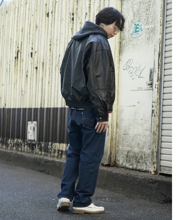 SUDOさんの「BEAMS WOMEN｜ワイドフィット 4ポケット レザー ブルゾン」を使ったコーディネート