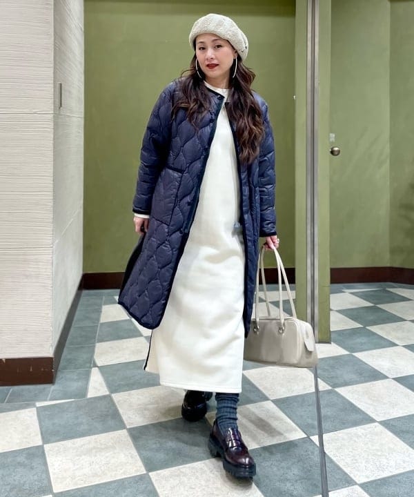 《美品》BEAMS GOLF ボア ダウンワンピース 防寒 ネイビー Ｌサイズ ビーミング ライフストア by ビームス イクスピアリ店（1144598