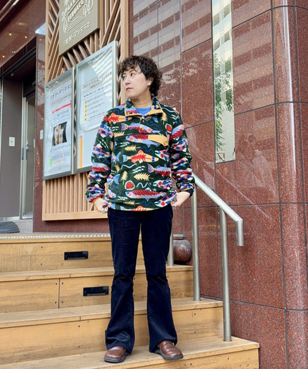 ケンタウロス健太 BEAMS 撥水 総柄プリント ジップアップ フーディ