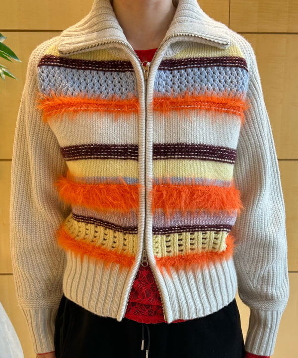 Hazukiさんの「BEAMS WOMEN｜【別注】boussole / ボーダージップ ニット カーディガン」を使ったコーディネート