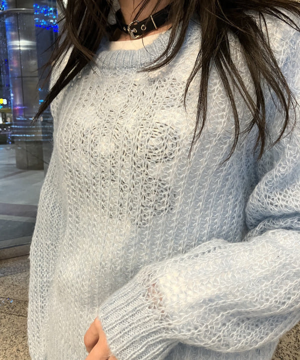 加歩さんの「BEAMS WOMEN｜モヘヤ タッチ シアー クルーネック ニット」を使ったコーディネート