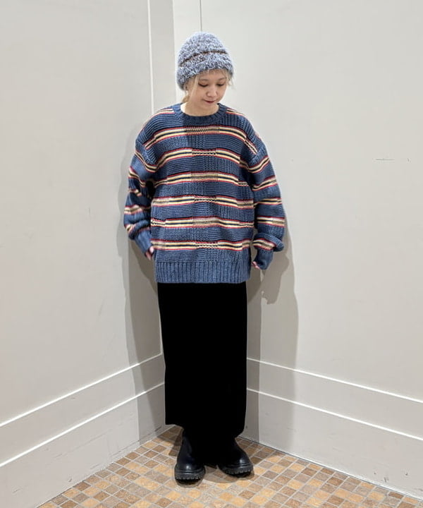 YABUさんの「BEAMS WOMEN｜手編み MIXニット ハット」を使ったコーディネート