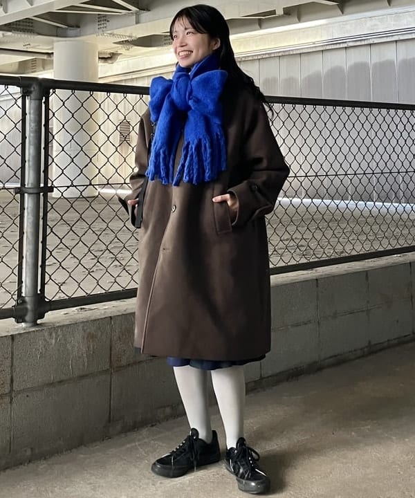みやさかさんの「BEAMS WOMEN｜ワイドフィット フリース ステンカラーコート」を使ったコーディネート