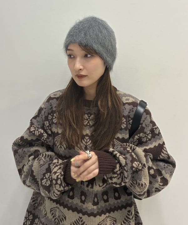 松本 佳菜子さんの「BEAMS WOMEN｜アンゴラ混 ビーニー」を使ったコーディネート