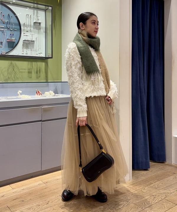 極美品】Ray BEAMS シアー ピンタック ブラウス ドロスト アイボリー