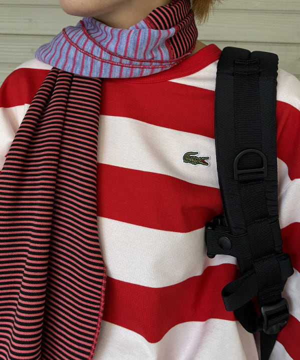森川 夏衣さんの「BEAMS WOMEN｜【別注】LACOSTE / ボーダー ロングスリーブ Tシャツ」を使ったコーディネート
