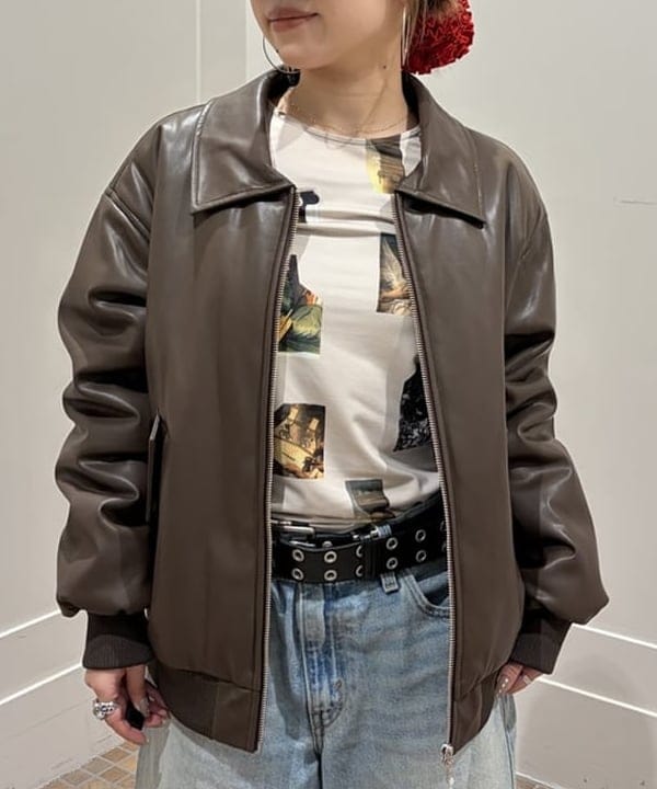 まゆちゃんさんの「BEAMS WOMEN｜フェイクレザー ナカワタボマー ブルゾン」を使ったコーディネート