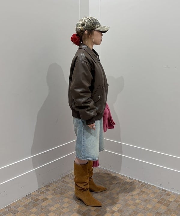 まゆちゃんさんの「BEAMS WOMEN｜フェイクレザー ナカワタボマー ブルゾン」を使ったコーディネート