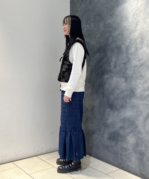 にしだてさんの「BEAMS WOMEN｜【別注】ENGINEERED GARMENTS / ワンショルダー ベスト」を使ったコーディネート