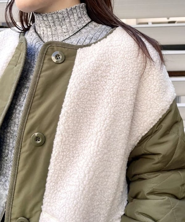 カタヤマ アヤさんの「BEAMS WOMEN｜ボア キルト リバーシブル コート」を使ったコーディネート