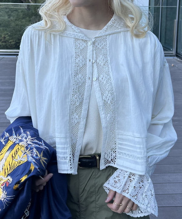 MATSUMOTO AMIさんの「BEAMS WOMEN｜ヴィンテージ レース ブラウス」を使ったコーディネート