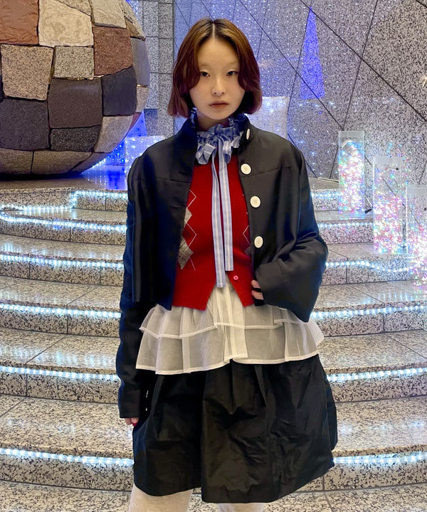 水野 萌香さんの「BEAMS WOMEN｜アーガイル クルーネック カーディガン」を使ったコーディネート