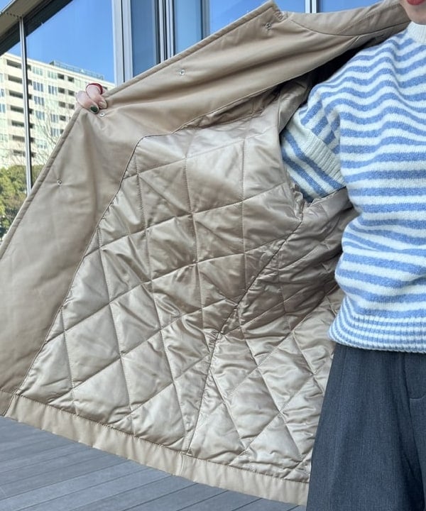 清水 彩乃さんの「BEAMS WOMEN｜コットン ポリエステル シャンブレー ステンカラー コート」を使ったコーディネート