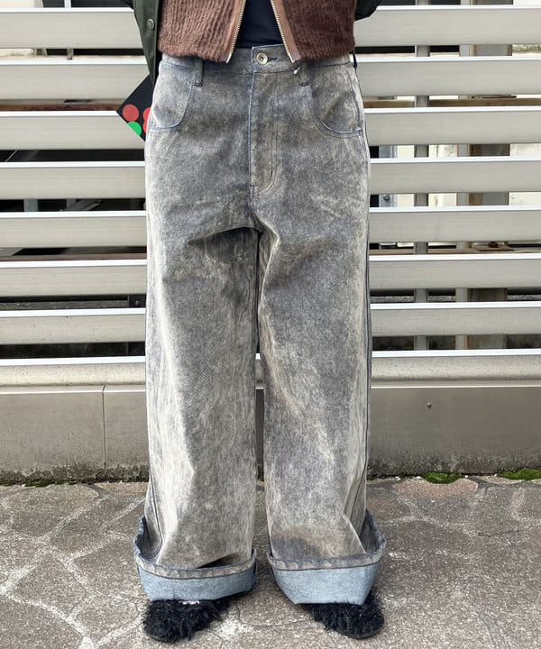 晶さんの「BEAMS WOMEN｜フロッキー デニム ワイド パンツ」を使ったコーディネート