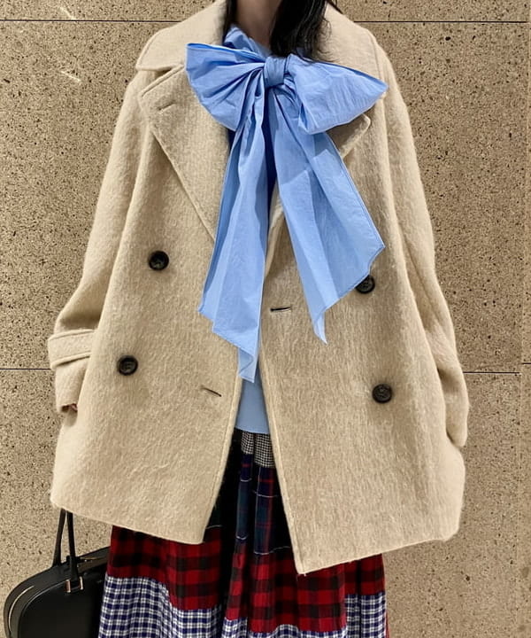 むりょさんの「BEAMS WOMEN｜シャギー ダブル ハーフ コート」を使ったコーディネート