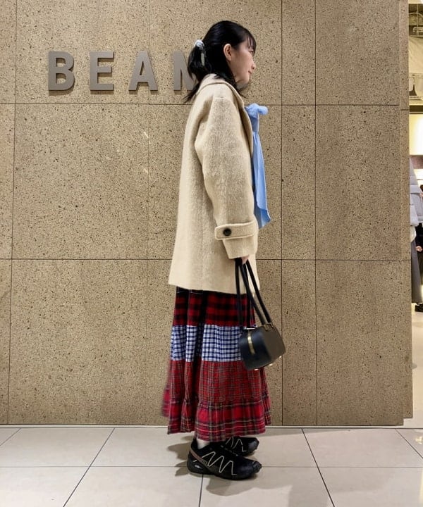 むりょさんの「BEAMS WOMEN｜シャギー ダブル ハーフ コート」を使ったコーディネート