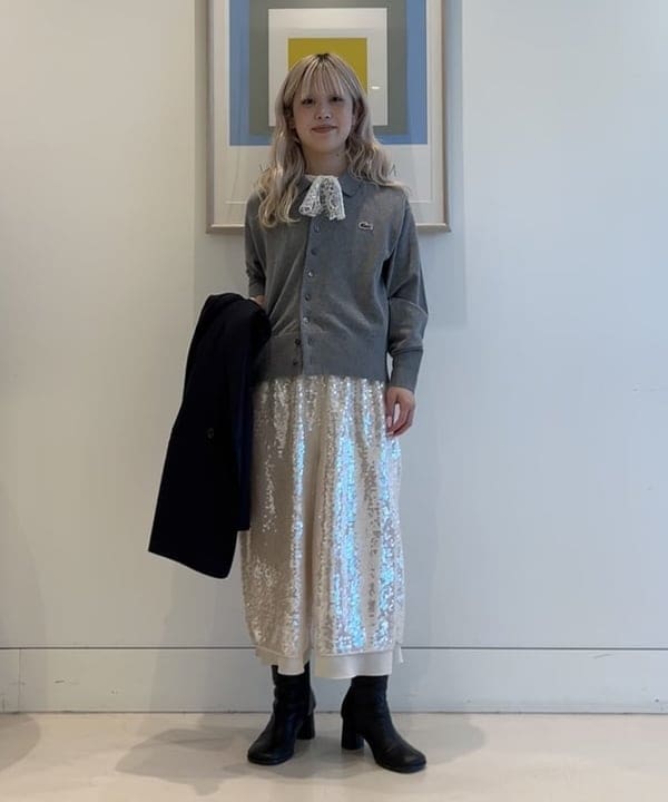 ando naoさんの「BEAMS WOMEN｜【別注】LACOSTE / ポロ カーディガン」を使ったコーディネート