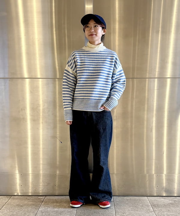 みりさんの「7ゲージ ボーダー クルー ニット」を使ったコーディネート