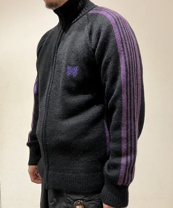 BEAMS 別注 NEEDLES Mohair Track Jacket 紫×黒 BEAMS × NEEDLES