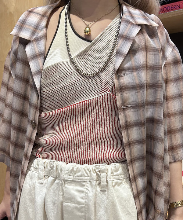 ando naoさんの「BEAMS WOMEN｜maturely / ボイル チェック 5スリーブ シャツ」を使ったコーディネート