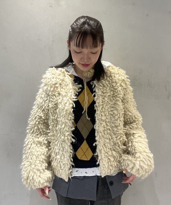 rinnaさんの「BEAMS WOMEN｜ミックス ループ編み ニット ジャケット」を使ったコーディネート