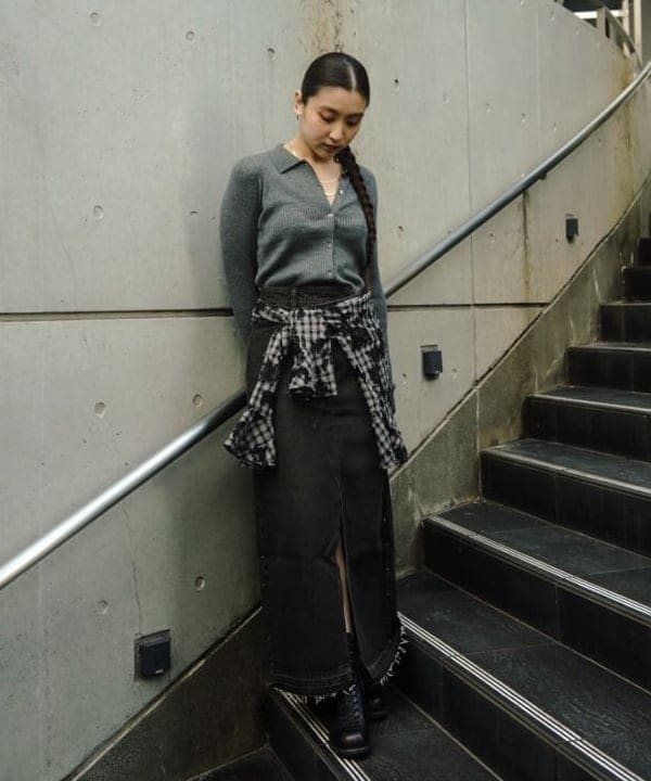 ちりこさんの「BEAMS WOMEN｜リブ ポロ カーディガン」を使ったコーディネート