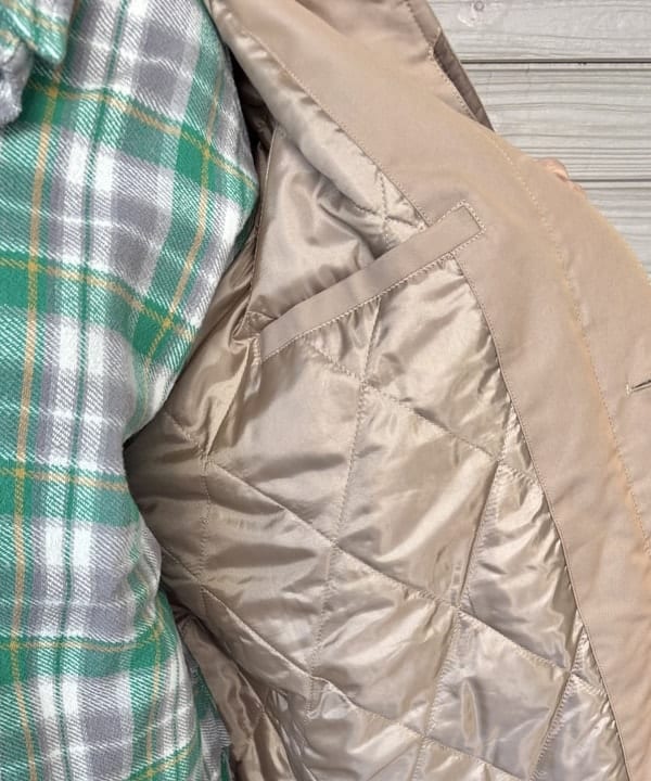 つぼさんの「BEAMS WOMEN｜コットン ポリエステル シャンブレー ステンカラー コート」を使ったコーディネート