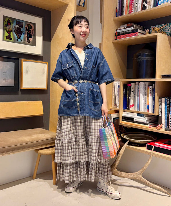 おのすさんの「BEAMS WOMEN｜デニム カバーオール ショートスリーブ」を使ったコーディネート