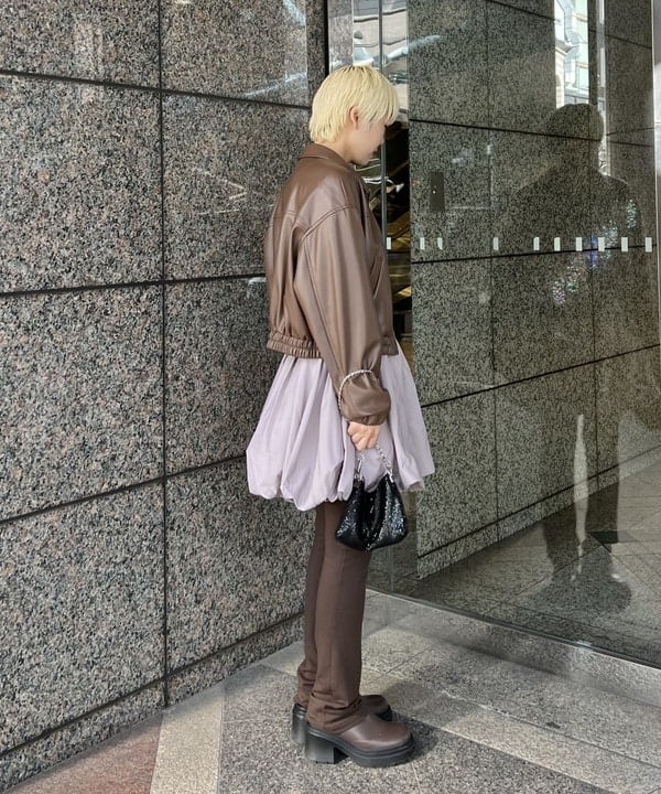 あさひさんの「BEAMS WOMEN｜フェイクレザー ジップ ブルゾン」を使ったコーディネート