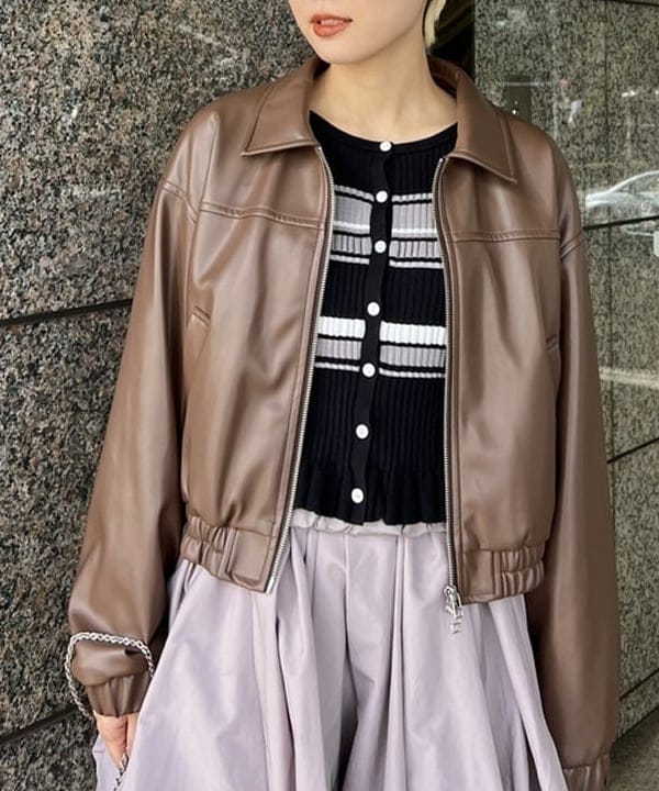 あさひさんの「BEAMS WOMEN｜フェイクレザー ジップ ブルゾン」を使ったコーディネート