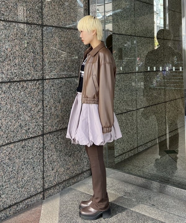 あさひさんの「BEAMS WOMEN｜フェイクレザー ジップ ブルゾン」を使ったコーディネート