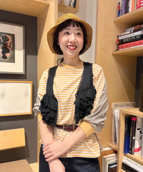 おのすさんの「BEAMS WOMEN｜アバカ クロッシェ ハット」を使ったコーディネート