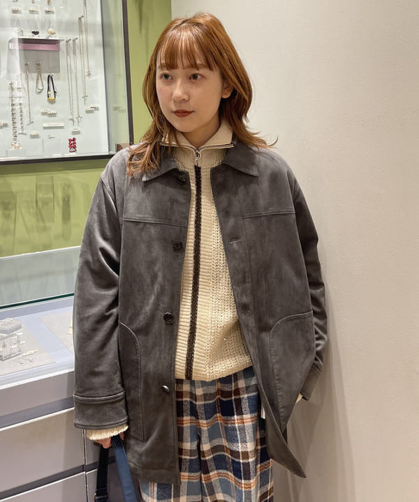 大木さんの「BEAMS WOMEN｜フェイク スエード ハーフ コート」を使ったコーディネート