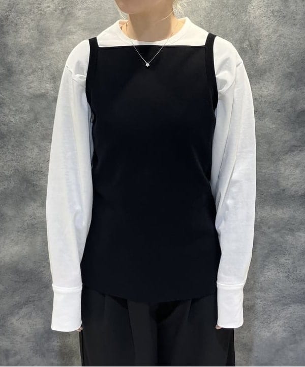 菜月さんの「BEAMS WOMEN｜コットンキュプラ ラウンドヘム ロングスリーブ Tシャツ」を使ったコーディネート