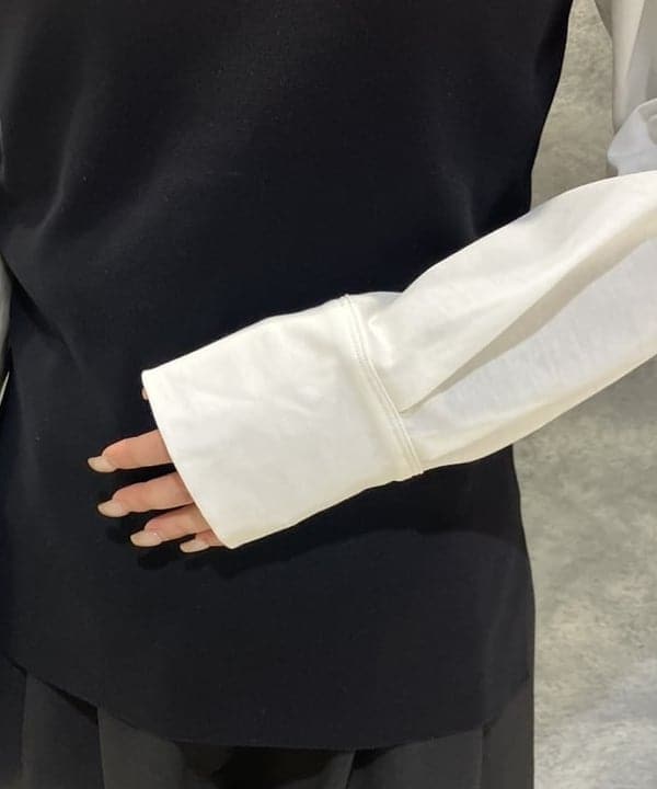 菜月さんの「BEAMS WOMEN｜コットンキュプラ ラウンドヘム ロングスリーブ Tシャツ」を使ったコーディネート